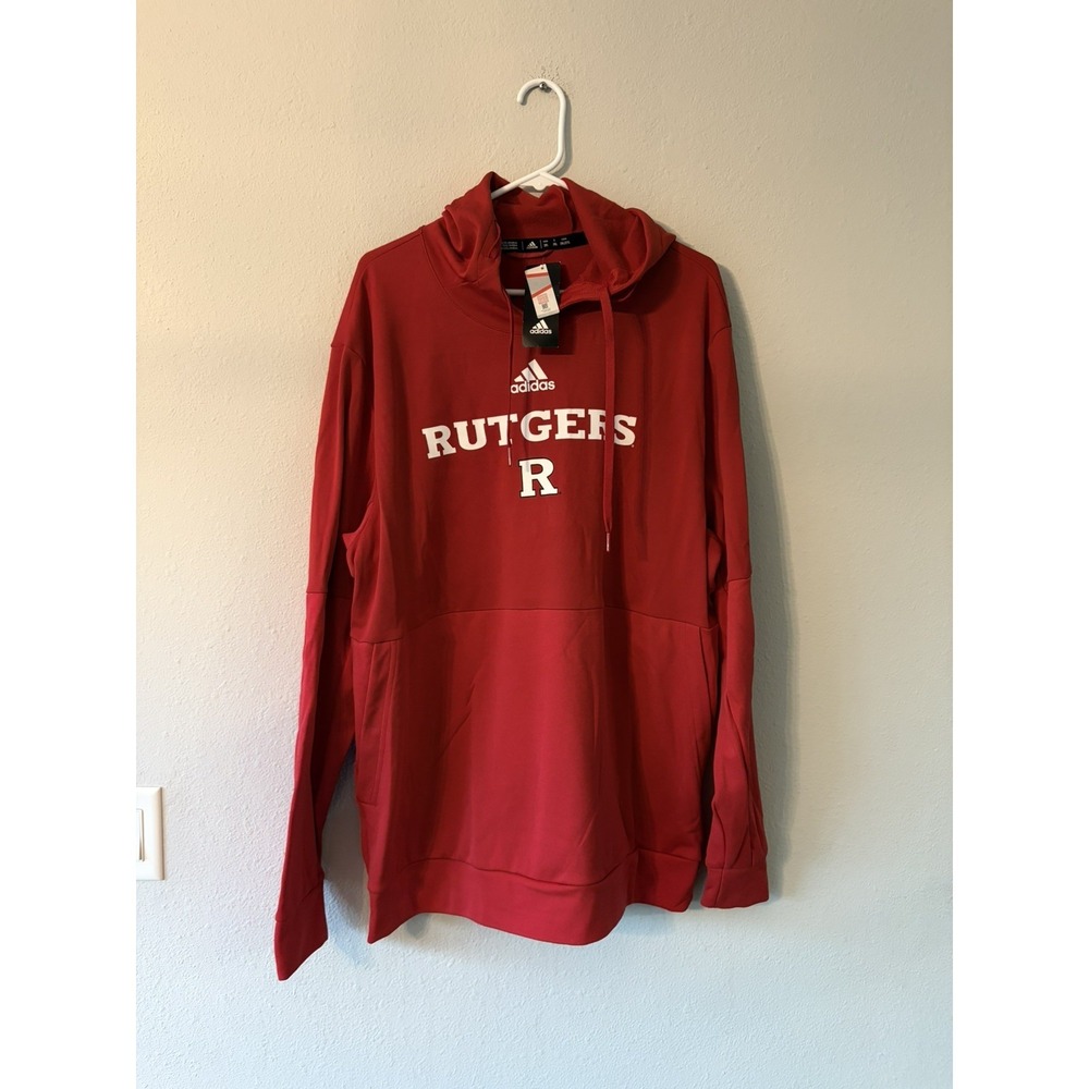 RUTGERS UNIVERSITY SCARLET KNIGHTS "ADIDAS" MENS HOODED SWEATSHIRT 2XL NWT‎ RED